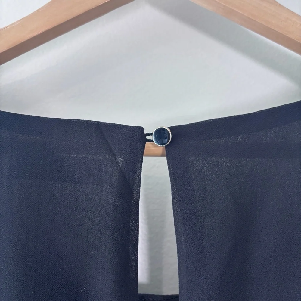 Amazon Black Flutter Sleeve Chiffon A-Line Knee Length Dress Plus Size 20 New - Picture 10 of 10